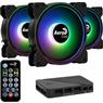 Kit 3 Coolers Aerocool Saturn 12 Pro ARGB + Hub + Controle