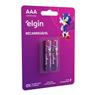Pilha Recarregável Aaa 1000 Mah Elgin Com 02 Unidades