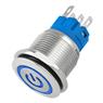 Botão On Off 19mm Prata 220v 3a Com Led Azul 12v Storm