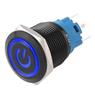 Botão On Off 19mm Preta 220v 3a Com Led Azul 12v Storm