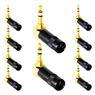 Conector P2 Stereo 90 Graus Preto Metal Gold Storm 10 Un.