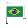 Kit 2 Bandeiras do Brasil para Carro Poliéster e Plástico Pequena 45x30cm - Haste Cor Sortida