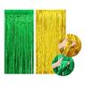 Kit 2 Cortinas Metalizadas Verde e Amarelo Brasil Qfesta - 100x200cm cada