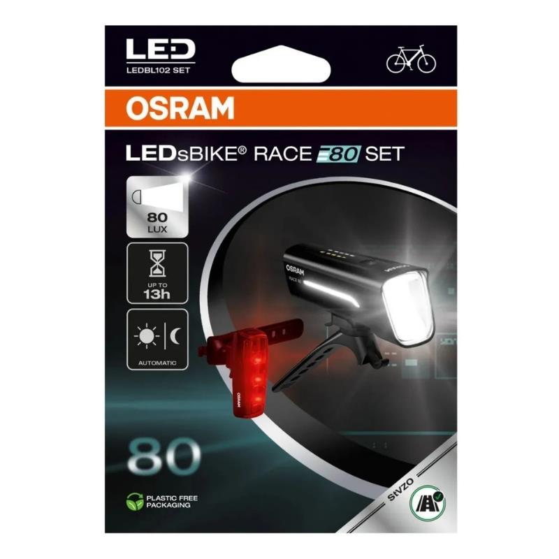 Kit Farole Lanterna para Bike Regarregável Osram Race80set