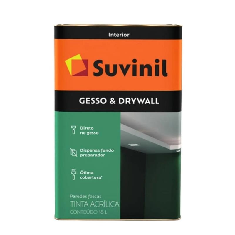 Tinta Acrílica Gesso & Drywall Suvinil Branco Fosco 18L
