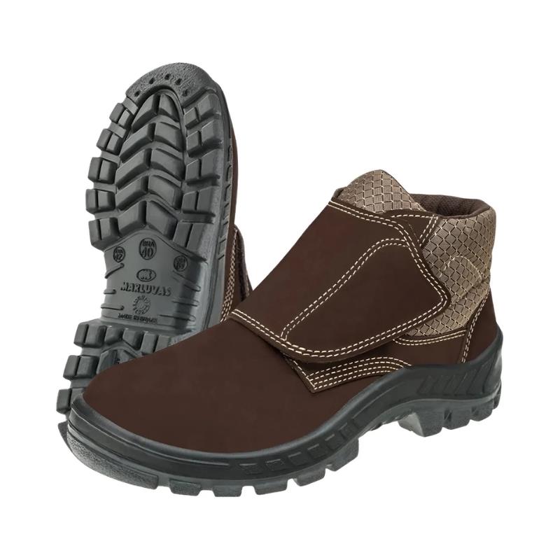 Bota Nobuck Velcro Marluvas  Cano Médio Bico Plástico CA43.273 Marrom