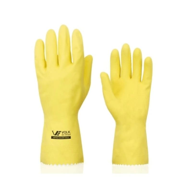 Luva Látex Forrada Silver Volk Amarela CA16312