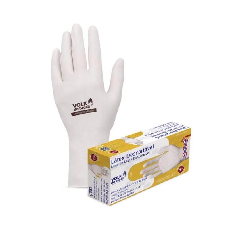 Luva Látex Descartável Volk 100 Unidades CA15112