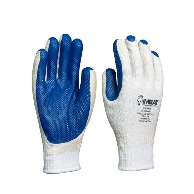 Luva Segurança Tricô e  Borracha Imbat CA41736 Azul
