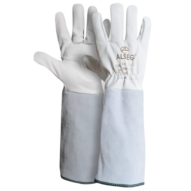 Luva Vaqueta Punho 20cm Alseg Tamanho 9 CA47422 Branco