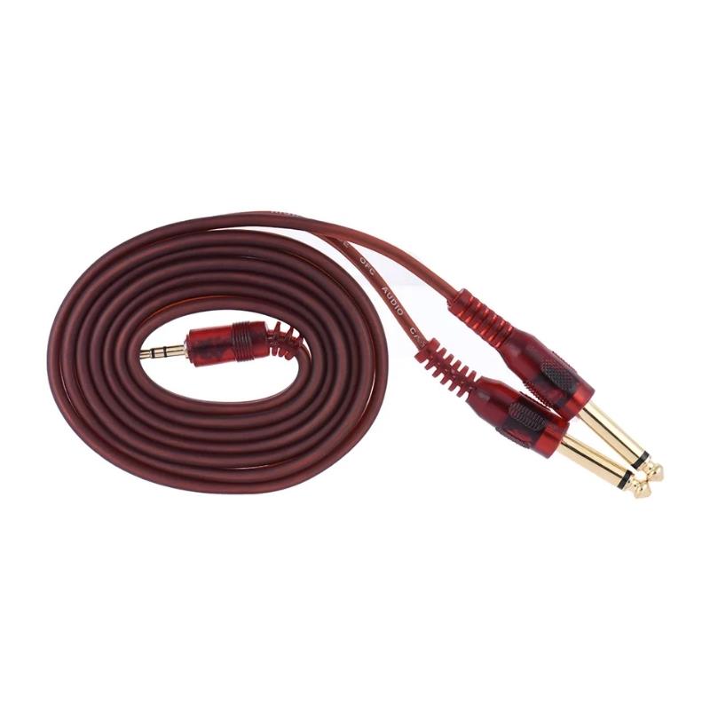 Cabo Áudio P2 Macho Dourado x 2 P10 Macho Dourado 1.5m