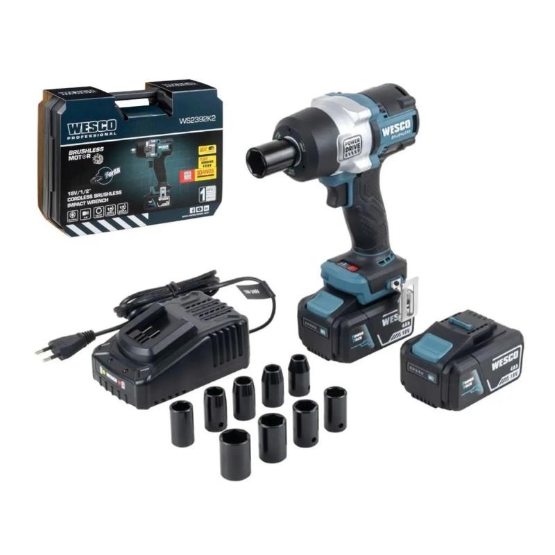 Chave de Impacto 1/2" 18V 700Nm WS2392K2 2 Baterias 4.0 A.h Wesco