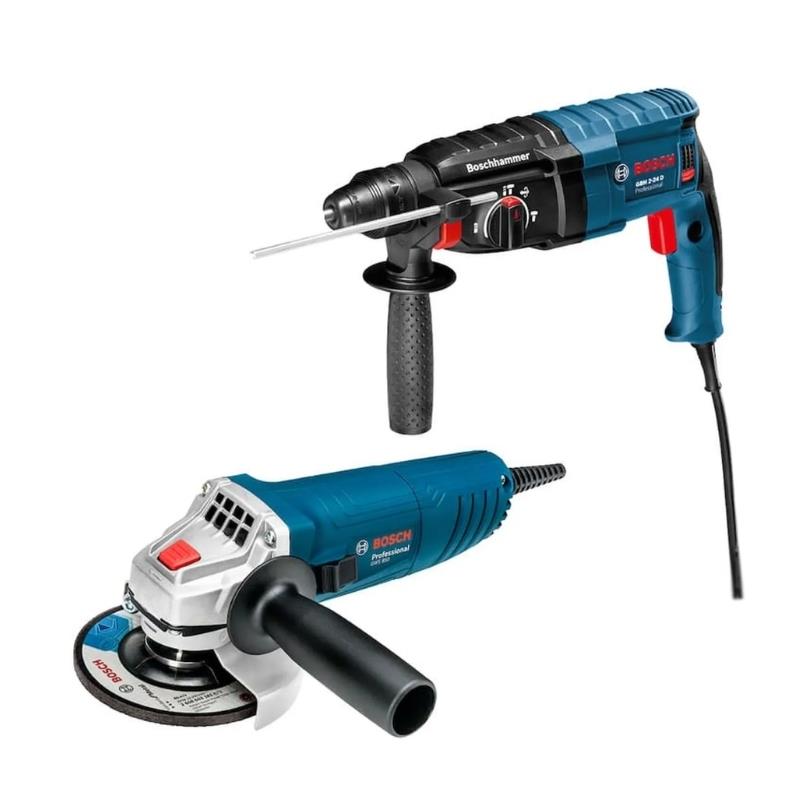 Kit Martelete Perfura Rompedor GBH2-24D + Esmerilhadeira GWS850 Bosch