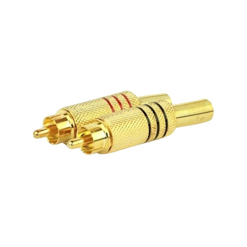 Par Conector RCA Macho Dourado