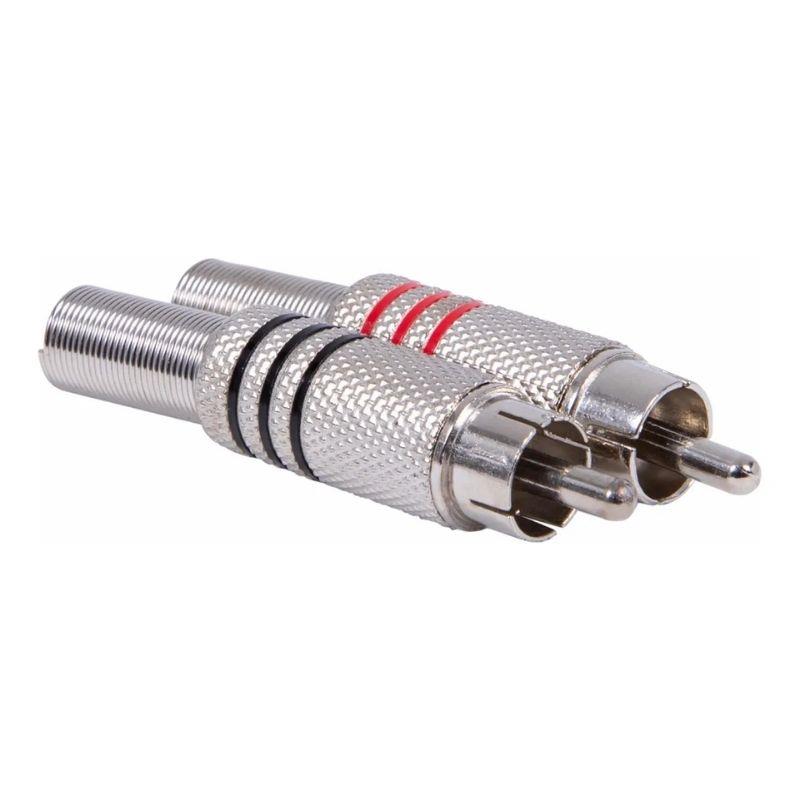 Par Conector RCA Macho Prateado