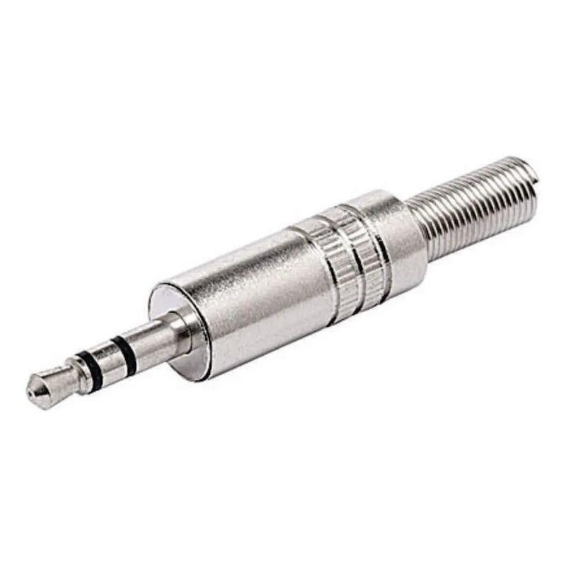 Kit 5 Conectores Plug P2 Estéreo Metal - 5 Unidades
