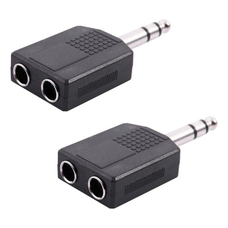 Kit 5 Adaptadores P10 Macho Estéreo x 2 P10 Fêmea - 5 Unidades