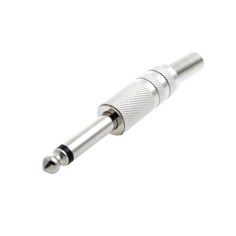 Kit 5 Conectores Plug P10 Macho Mono com Mola - 5 Unidades