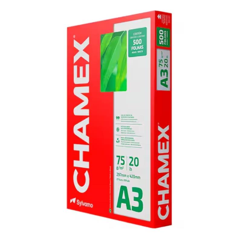 Papel Sulfite A3 75g 297mmx420mm Chamex - 500 Folhas