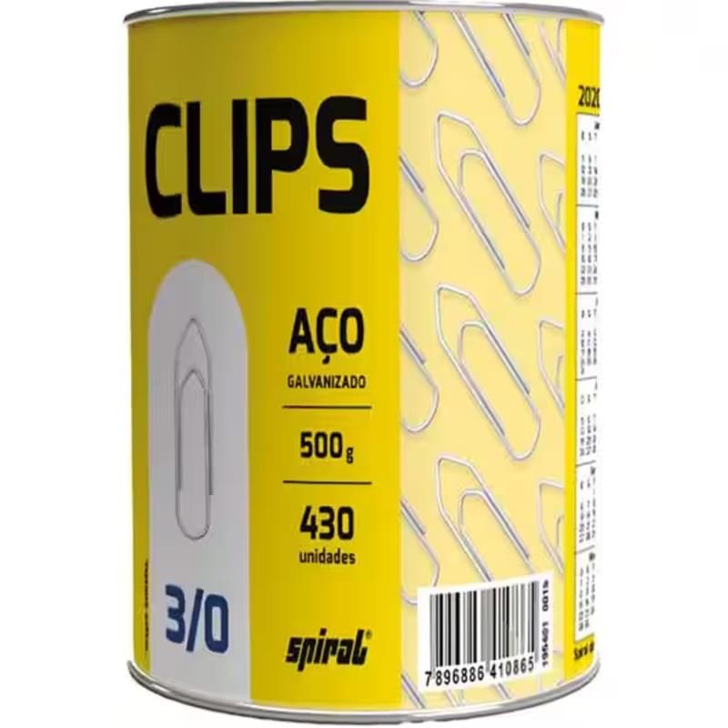 Caixa Clips Número 3/0 Galvanizado 500g Spiral - 430 Unidades