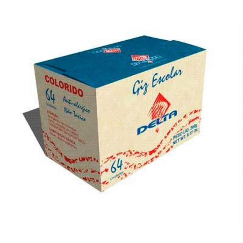 Caixa Giz Escolar Colorido 404 Delta - 64 Unidades