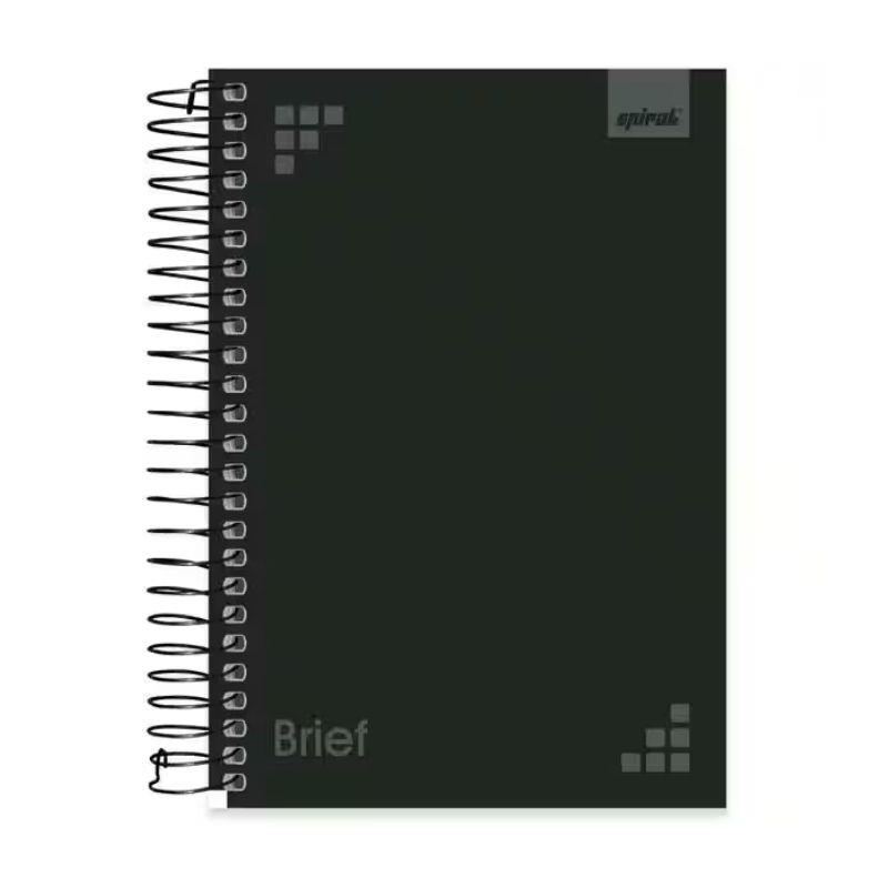 Caderno Capa Dura, 10 Matérias 160 Folhas Brief Preto Spiral