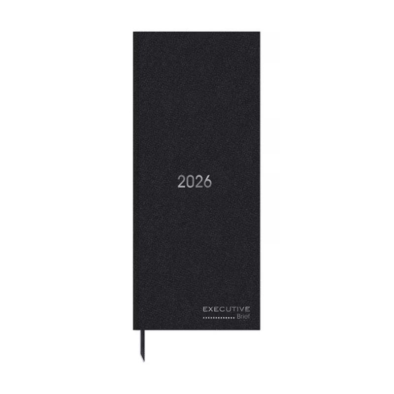 Agenda Comercial Costurada 2026  110 x 250mm Preta 194 Folhas 2633460, Spiral Brief Executive