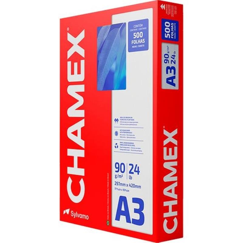 Papel Sulfite A3 90g 297x420mm Chamex - 500 Folhas