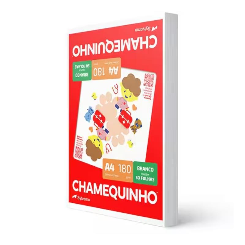 Papel Sulfite Alta Qualidade Chamequinho Branco A4 180g 210x297mm - 50 Folhas