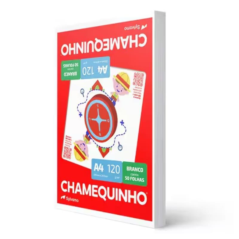 Papel Sulfite Chamequinho Branco A4 120g 210x297mm Maior Espessura - 50 Folhas