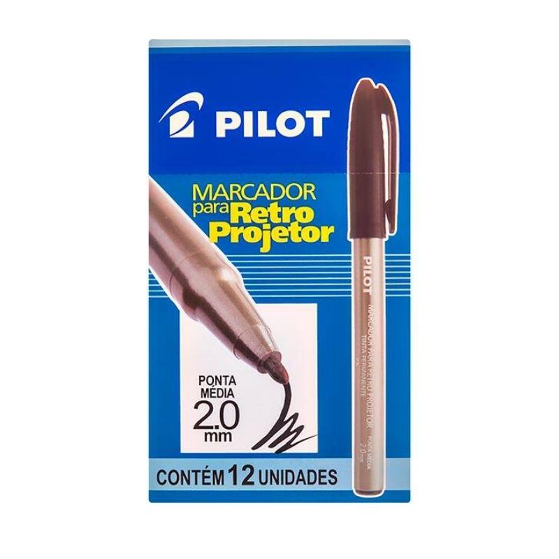 Caixa Caneta Retro-projetor Preta 2,0mm CX012PR Pilot - 12 Unidades