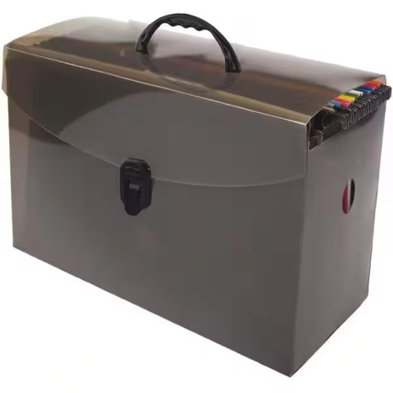 Maleta Arquivo Plástica com 10 Pastas Suspensas Coloridas Dello