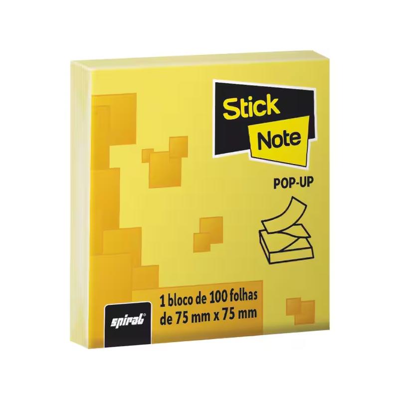 Bloco Adesivo Pop-Up 7x75mm Amarelo Stick Note - 100 Folhas