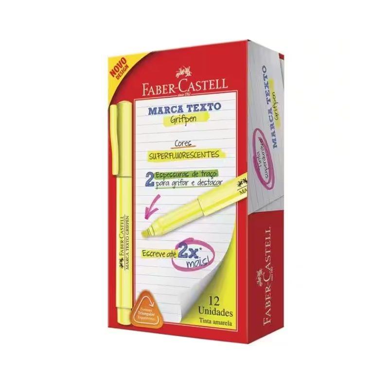 Caixa Marca Texto Grifpen Amarelo Faber-Castell - 12 Unidades