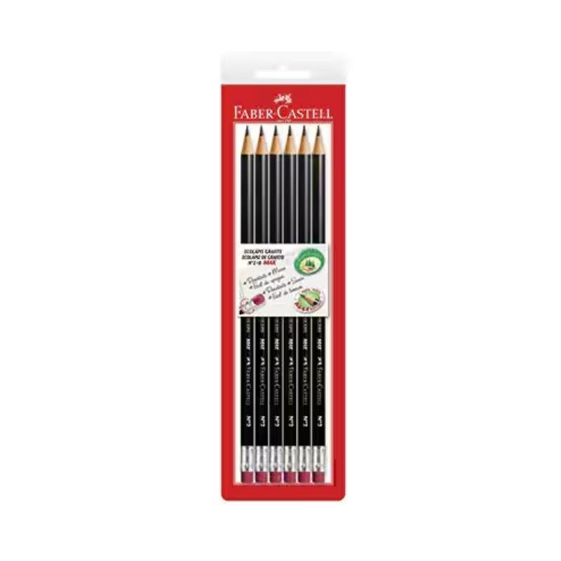 Caixa Lápis Grafite Redondo EcoLápis Max n.2 B Com Borracha Faber-Castell - 6 Unidades
