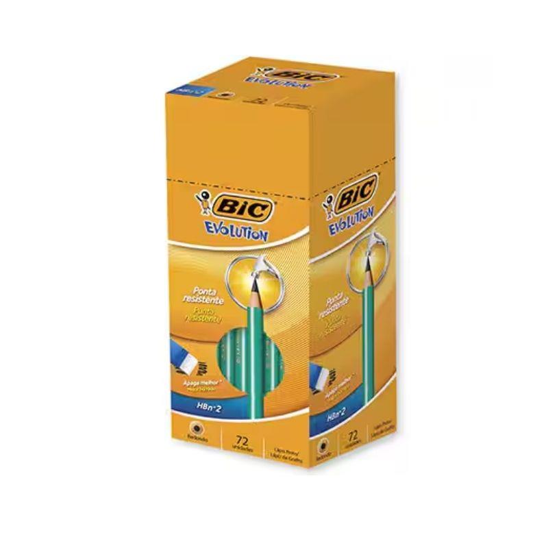 Caixa Lápis Preto BIC Evolution Corpo Verde Hexagonal Grafite HB2 840641 - 72 Unidades