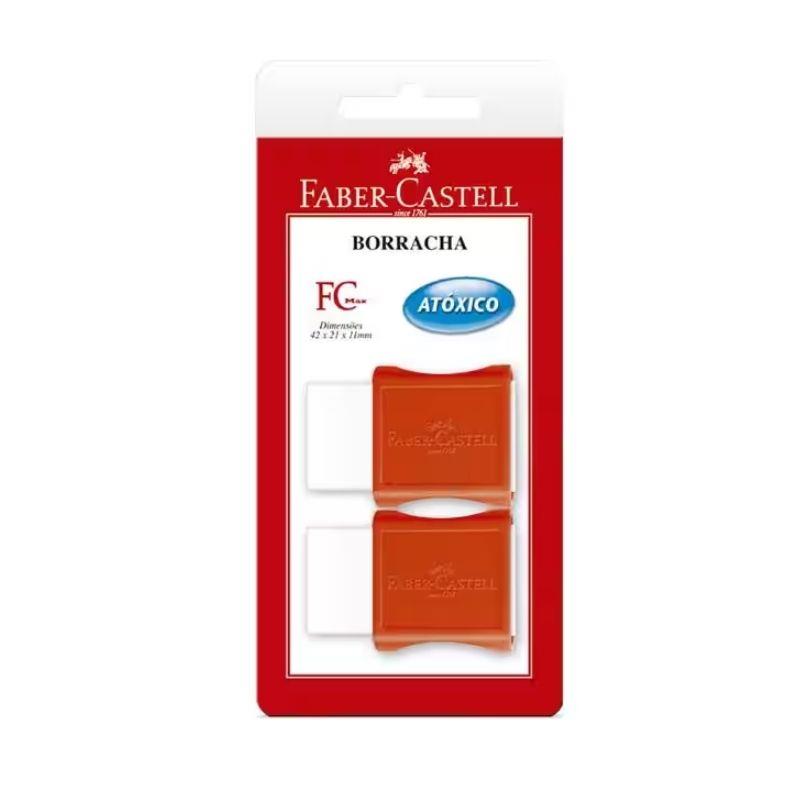 Borracha Plástica Branca com Cinta Vemelha Pequena Faber-Castell - 2 Unidades