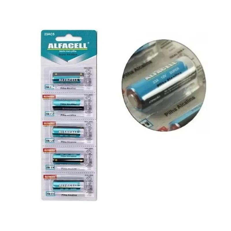 Cartela Pilhas Alcalinas 12V 23AC5 Alfacell - 5 Unidades