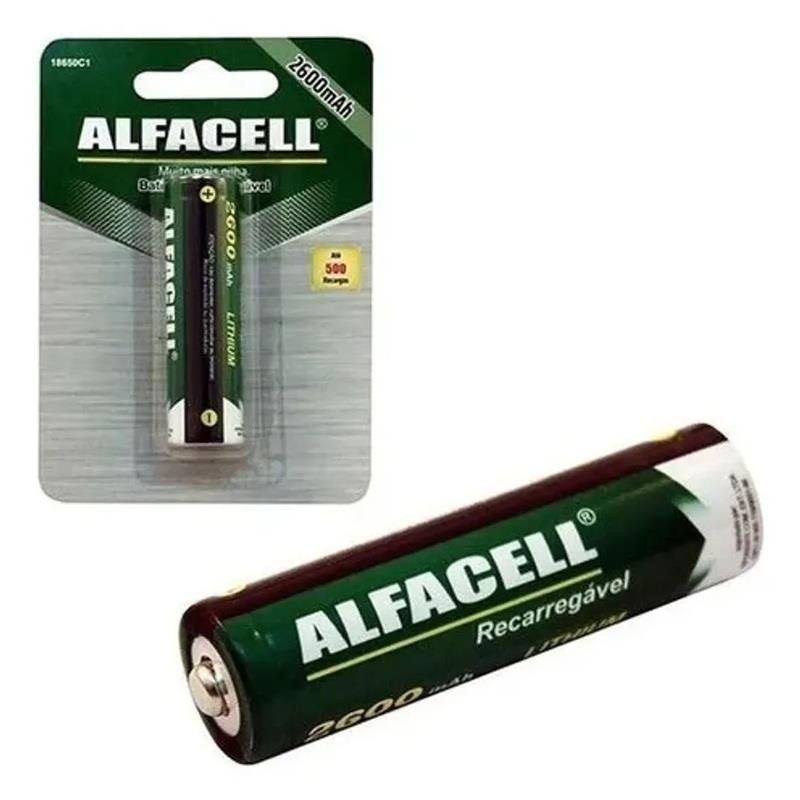 Pilha Lítio Recarregável 2600mAh Alfacell - 1 Unidade