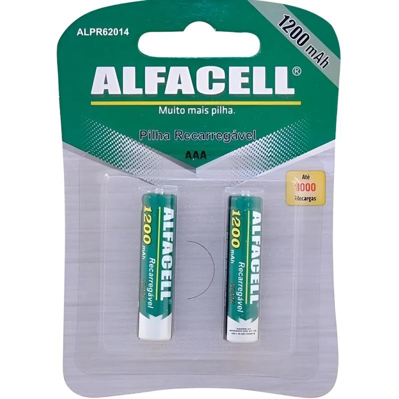 Kit 2 Pilhas Palito Recarregável AAA ALPR62014 1200mAh Alfacell - 2 Unidades