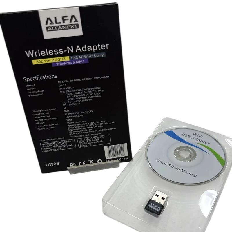 Adaptador Wifi 2.4GHz 802.11N UW06 Alfa Conector USB 2.0