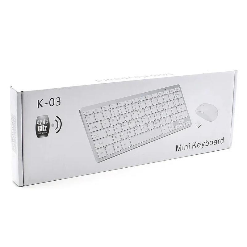 Kit Mini Teclado e Mouse sem Fio Wireless 2.4GHz USB Slim para PC
