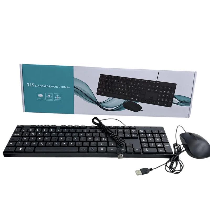 Kit Teclado e Mouse com Fio Conector USB