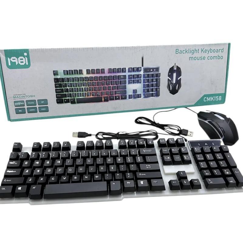 Kit Teclado e Mouse com Fio e Led Conector USB