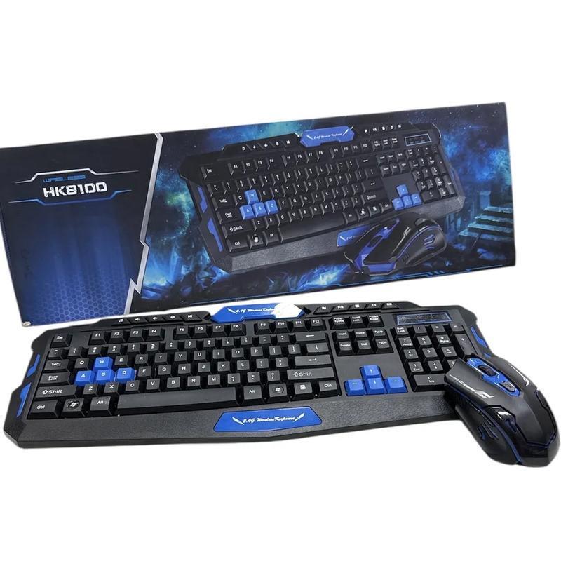 Kit Teclado e Mouse Gamer Sem Fio Wireless Hk8100 Dpi Preto