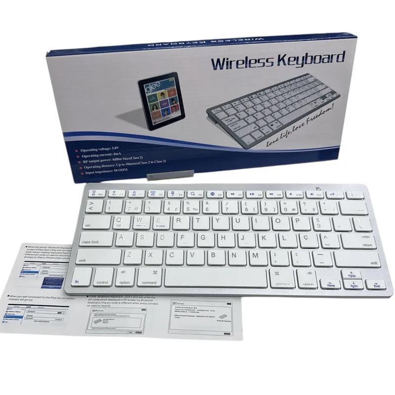 Mini Teclado Bluetooth Sem Fio Prata