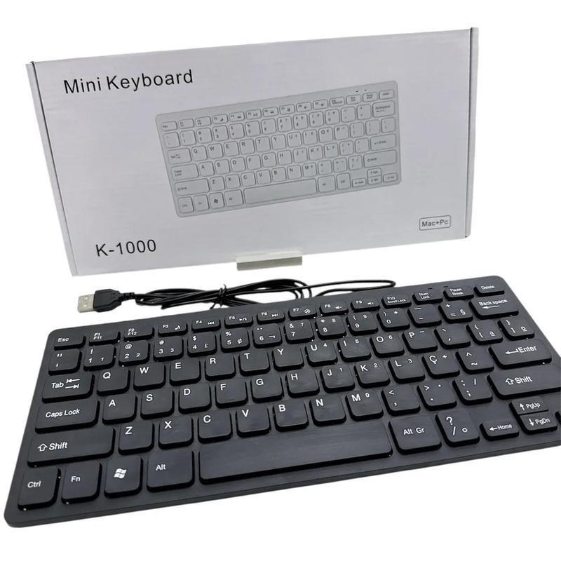 Mini Teclado Bluetooth Com Fio Preto Conector USB