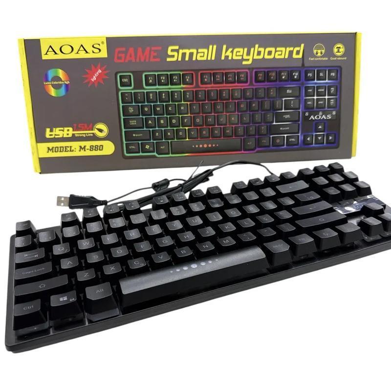 Teclado Gamer com Fio e Led RGB Arco-Íris M-880 Aoas Conector USB  Cabo 1.5m
