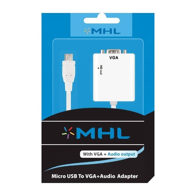 Adaptador Conversor de Vídeo Micro USB para VGA + Áudio MHL