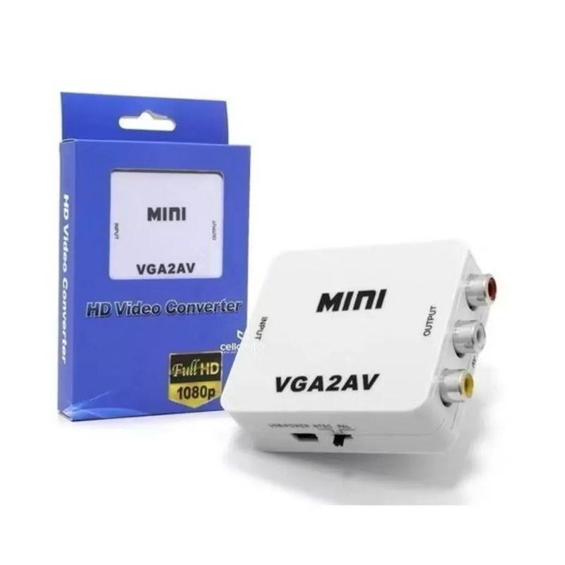 Adaptador Conversor de Vídeo VGA para AV 1080P